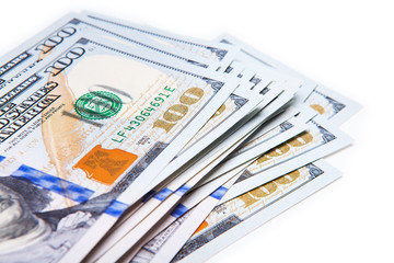 new 100 dollars by close up