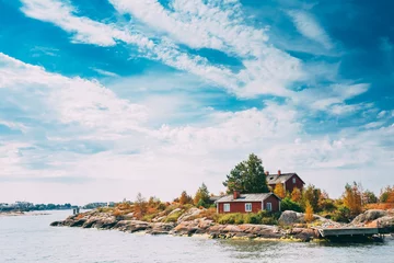 Foto auf Acrylglas Skandinavien Pier, Hafen Und Kai, Insel In Der Nähe Von Helsinki, Finnland.