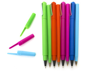 colored pens isolated over white