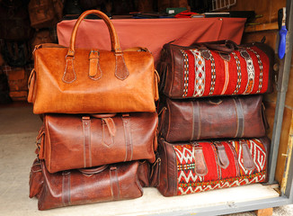 Ethnic travel bags, leather