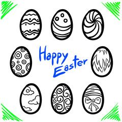 Happy Easter Line Vecter