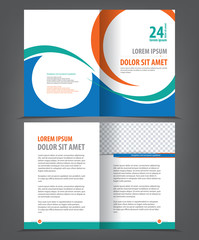 Vector empty bifold brochure template design, print layout - obrazy, fototapety, plakaty