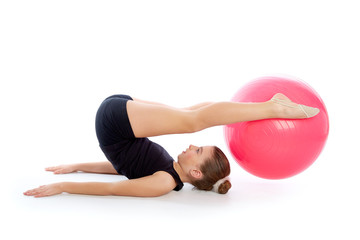 Fototapeta premium Fitness fitball swiss ball kid girl exercise workout