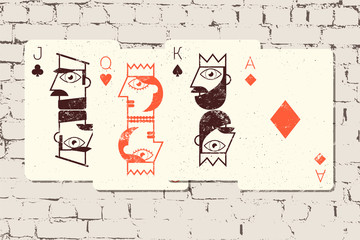 Stylized playing cards. Vector illustration.