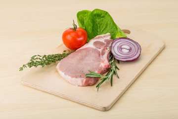 Raw pork steak