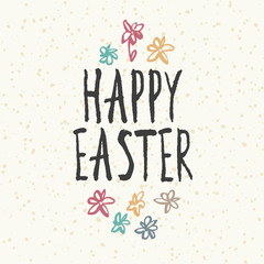 Easter greeting card. Easter design with abstract spring flowers