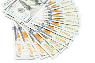 dollars on white background