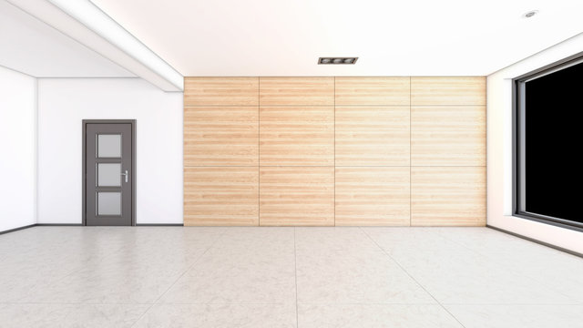 Interior rendering of an empty room with textures