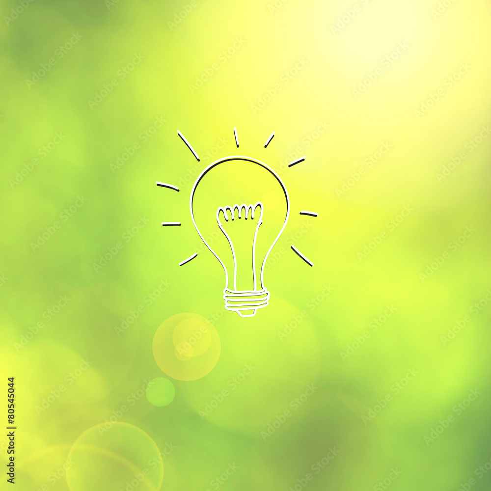 Poster light bulb sketch on abstract blurred background