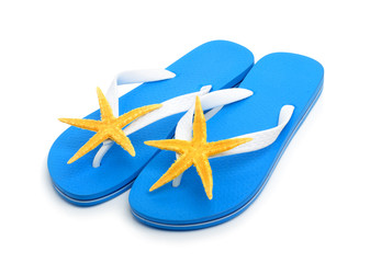 Blue flip flops with starfishes