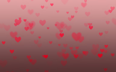 Sfondo rosso con bokeh a forma di cuore