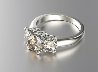 Golden Engagement Ring with Diamond