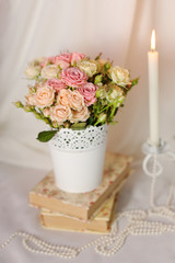 roses in a decorative pot