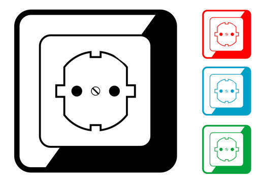 Icono simbolo enchufe en varios colores