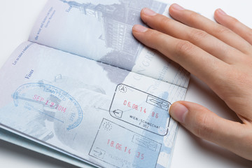 Inside of American Passport with Departure/Arrival stamps