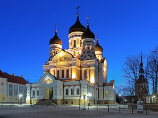 Fototapeta na wymiar Alexander Nevsky Cathedral in Tallinn in early morning, Estonia