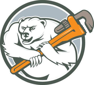 Polar Bear Plumber Monkey Wrench Circle