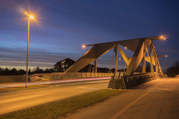 Mittelland Canal bridge in Hannover at evening