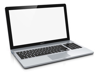 Metal laptop with blank screen