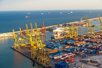 Panoramic view of the port in Barcelona