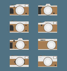 set of vintage camera, flat design