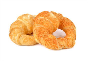 croissant with cheese on white background