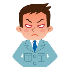 怒っている若い男性　作業着