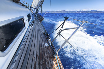 Sailing. Yacht in sailing regatta. Luxury yachts.