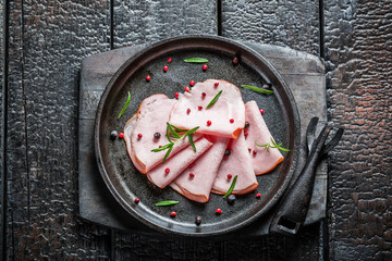 Fresh cold cuts with pepper and herbs