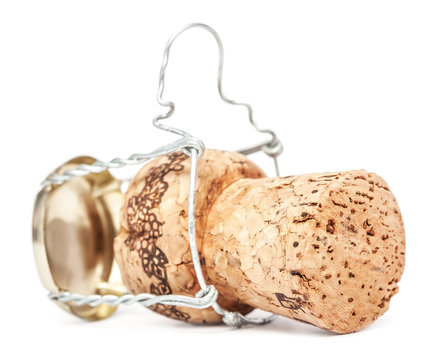 Cork from champagne bottle, isolated on the white background