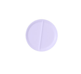 Macro lilac medical pill tablet isolated on white