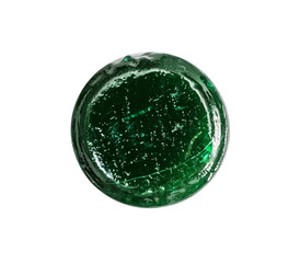 Macro green medical pill tablet sugar candy from a sore throat