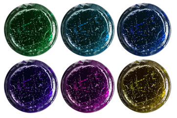 Set of multi-colored  macro medical pill tablet sugar candy