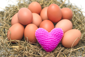 Heart Yarns on eggs in the nest. Heart health