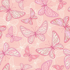 Seamless pattern with butterflies.