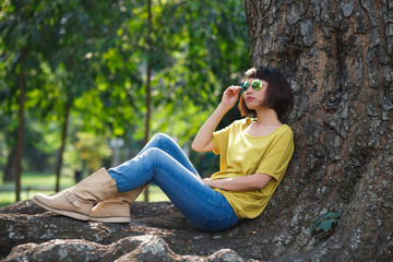 Sitting under the tree