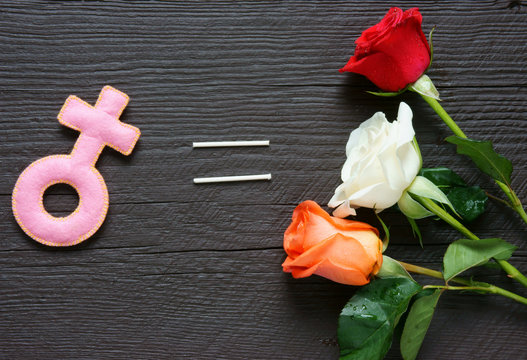 Feminine symbol, women,  red rose