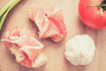 Spanish jamon snacks. Filter pastel