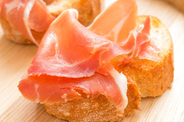 Hamon on a toast closeup