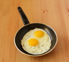 Sunny side up eggs in a saucepan