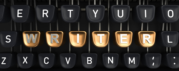 Typewriter with WRITER buttons - obrazy, fototapety, plakaty