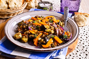 Lentils cooked with vegetables