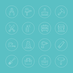 Fototapeta premium Tool line icon set