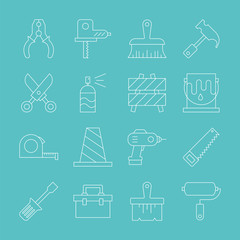 Tool line icon set