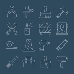 Tool line icon set