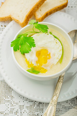 Thick egg soup with chicken broth