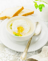 Thick egg soup with chicken broth