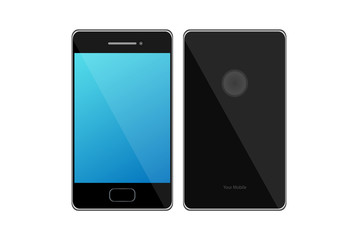 mobile phone blue screen isolated on white background