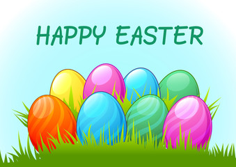 happy easter, colorful eggs, easter day, easter holiday