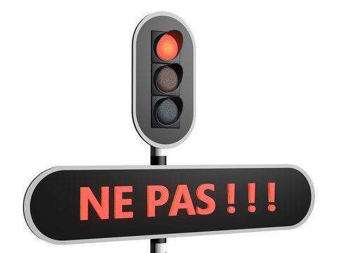 Verkeerslicht met Franse tekst "ne pas"